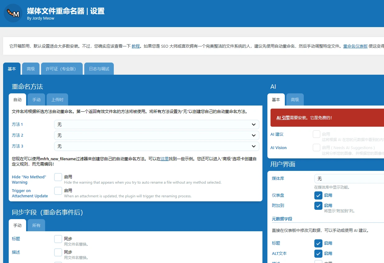 Media File Renamer Pro 6.1.4 中文汉化版 | WordPress 媒体文件重命名插件