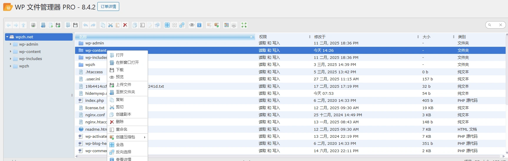 WP File Manager PRO v8.4.3 中文汉化版 | WordPress 文件管理器插件